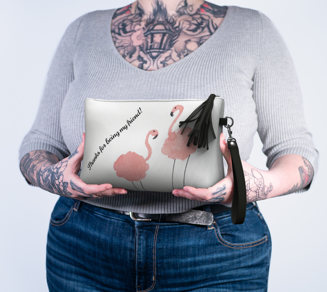 Flamingo Friends Vegan Leather Clutch