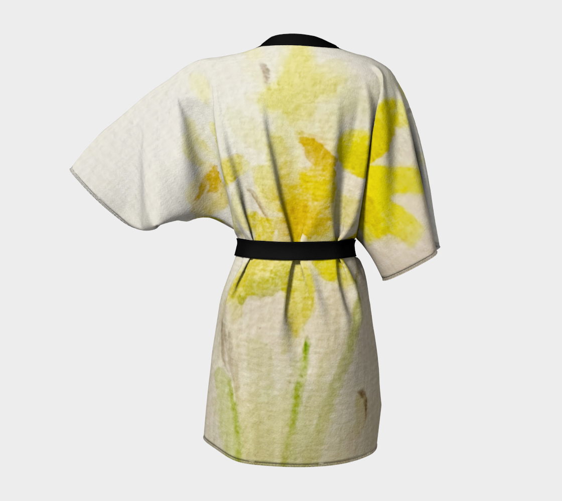 Dainty Daffodils Short Kimono Robe