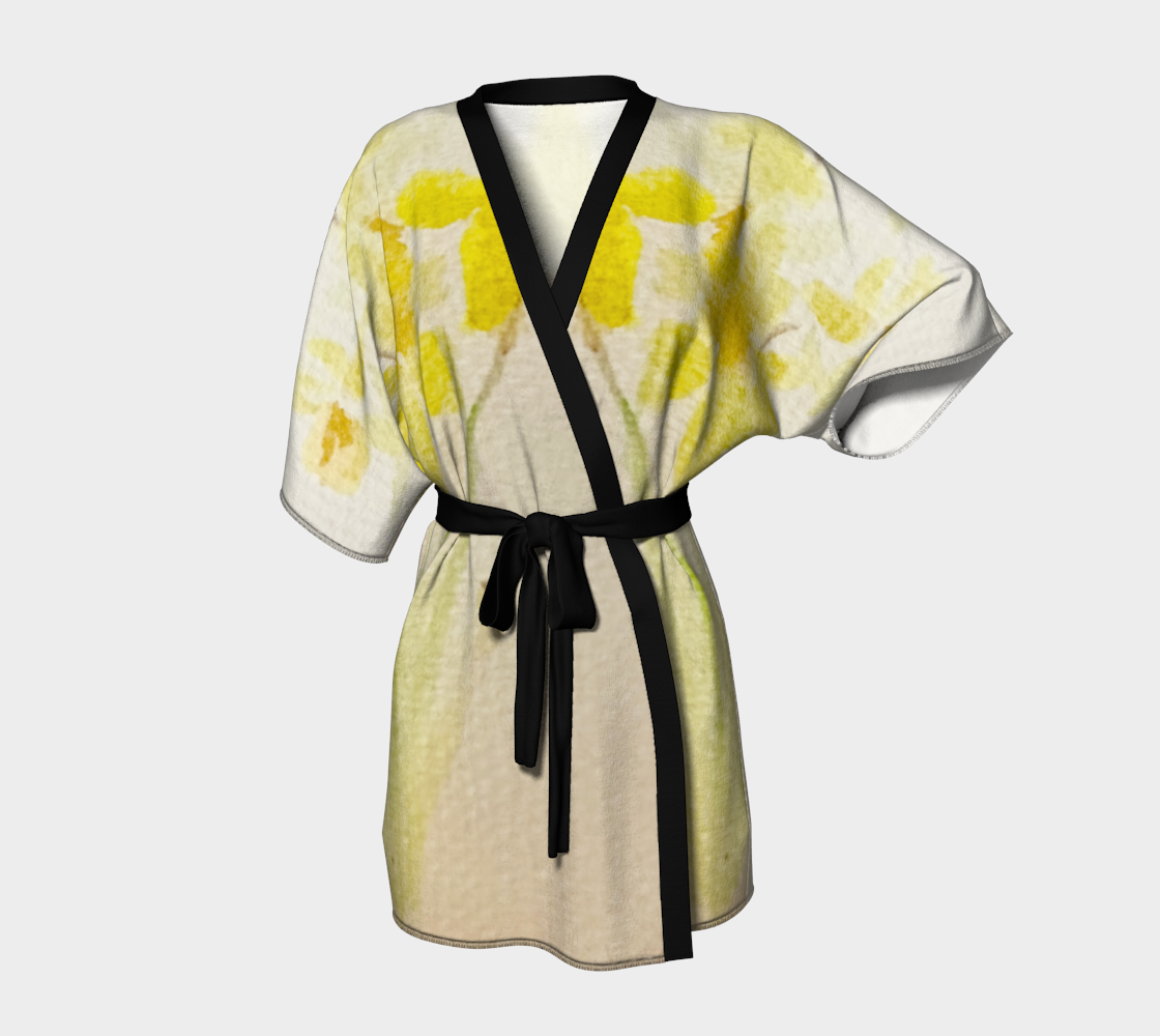 Dainty Daffodils Short Kimono Robe